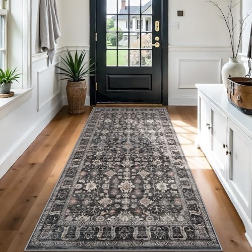 Black 3x6 Washable Runner Rug: 6ft Runners for Hallways Non Slip Ultra Soft by TOPRUUG