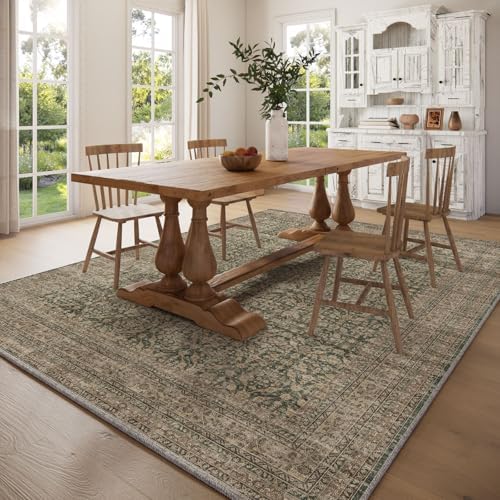 palohom 10x12 Area Rugs for Living Room: Large Area Rug Washable Stain Resistant Non Slip Distressed Vintage Rug Low Pile Faux Wool Soft Rug for Bedroom Farmhouse Dining Room Nursery Kids Playroom - Image 4