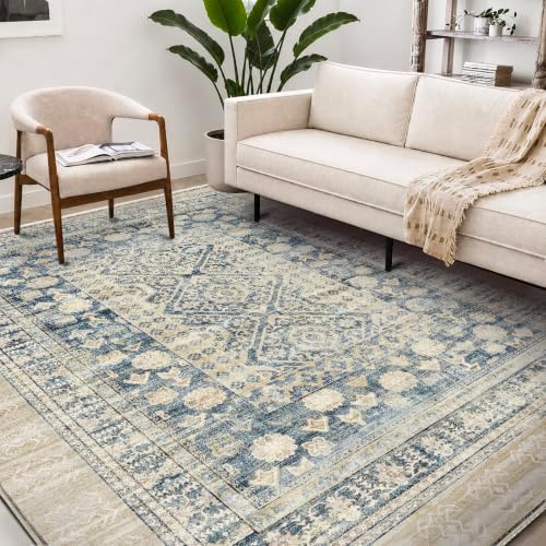CHAMPLANT Washable Area Rug 9'x12' Retro Boho Design Non-Shedding Easy Care Ideal for High Traffic Areas in Living Room Bedroom Office Coffee Table Kitchen Large Carpet - Image 2
