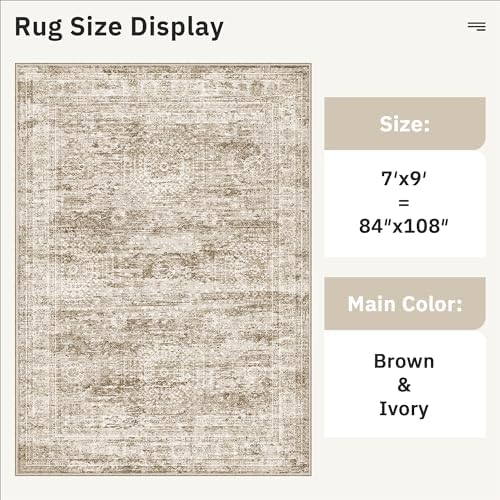 Soalmost 7x9 Area Rug for Living Room Washable Rugs Non-Slip Brown - Image 5