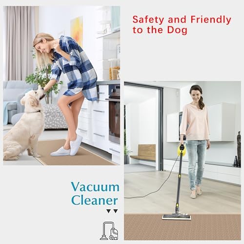 15ft Natural Jute Hallway Runner Rug Non Slip Washable, Rubber Backed Long Khaki Indoor Entryway Runner, Absorbent Kitchen Carpet Sink Rug - Image 5