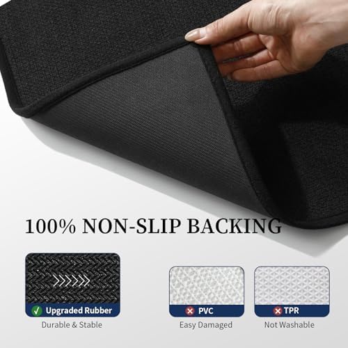 YIHOUSE Black Bathroom Rugs Sets 2 Piece, Quick Dry Thin Bath Mat, Non Slip Absorbent Machine Washable, Bath Rugs for Bathtub Sink Home Decor (17"x24" + 17"x32") - Image 5