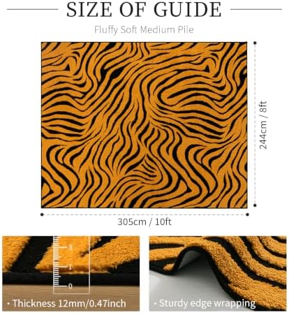 YIHOUSE Abstract Striped Area Rugs 8x10: Orange Washable Living Room Rug - Image 2