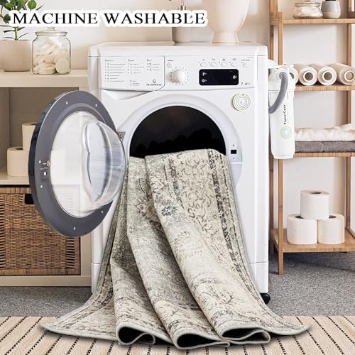 Ruaruarug Washable Area Rug 8×10 for Living Room, Ultra Soft, Gray - Image 5