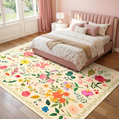 ISEAU 6x9 Area Rug for Living Room,Washable Rugs for Bedroom Dorm, Beige - Image 3