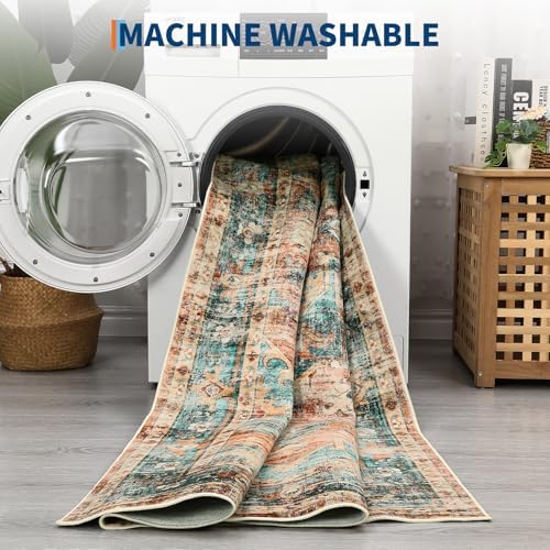 GarveeHome Vintage Area Rug 4x6 Washable Rugs for Living Room Green&Brown - Image 5