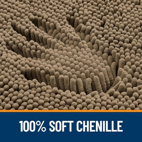 OLANLY Chenille Bathroom Rugs Sets 3 Piece, 36"x24"+24"x16"+24"x20", Tan - Image 3