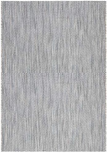 SAFAVIEH Outdoor Accent Rug 4'x5'7" - Courtyard Collection - Coastal Design, Grey & Navy, Durable & Easy Cleaning, Ideal for Patio, Entryway, Mudroom, Backyard (CY8022-36812) - Image 2