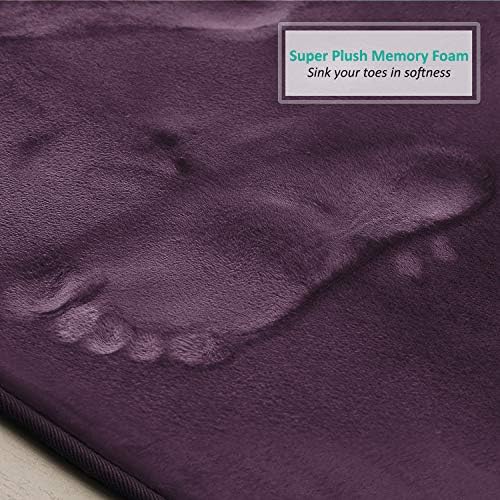 Clara Clark 2 Piece Bathroom Rugs, Velvet Memory Foam Bath Mat Set, Non-Slip Bath Rugs, Machine Wash, Dries Quickly, Ultra Soft Plush Bath Mats for Bathroom, 17 x 24 + Contour, Dark Purple - Image 6
