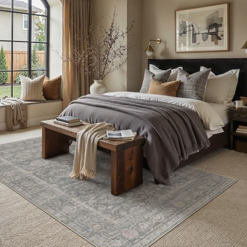HUGEAR Brown Area Rug 5x7 Washable Neutral Rug for Living Room - Image 2