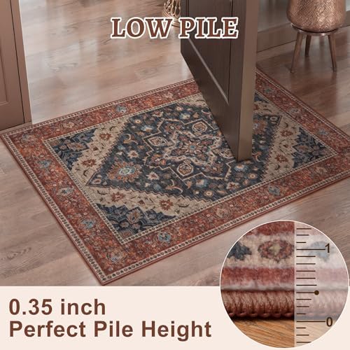 Tangsoo Vintage 3x5 Rugs, Washable Non Slip Accent Rugs for Entryway - Image 3