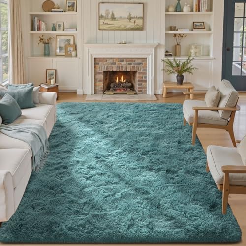 5x8 Rug for Living Room Teal Shag Area Rugs,Modern Plush Non-Slip Soft Carpets for Bedroom Kids Nursery Dorm Daycare Floor - Image 3