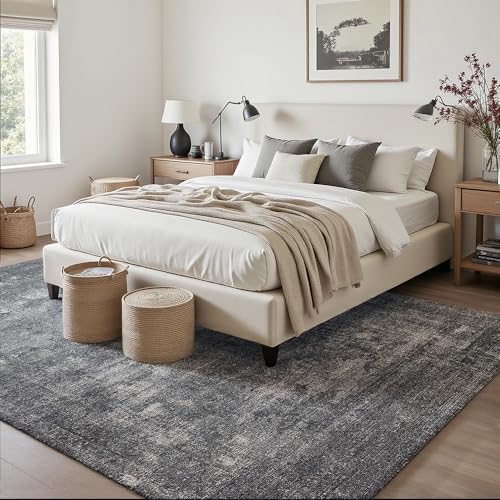 9x12 Light Grey Washable Area Rug for Living Room, Vintage Print - Image 2