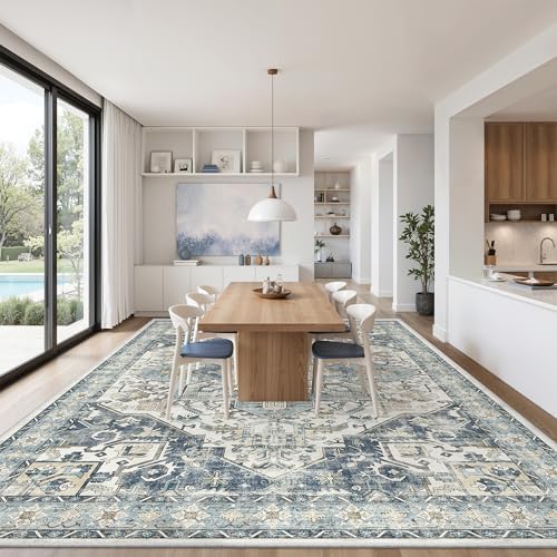 zesthome 10x14 Area Rugs for Living Room,Large Washable Rug,Blue - Image 4