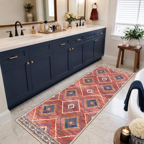 BESTSWEETIE 2'x10' Washable Area Rug for Living Room Runner Red/Orange - Image 3