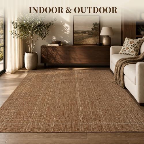 PADOOR-Outdoor Rug-Patio Rug 4x6 ft Polypropylene Indoor Outdoor Rugs Outdoor Carpet for Patio Deck Balcony Porch, Textured Weave, Durable for High Traffic, Fade-Resistant, Farmhouse Neutral Brown - Image 3