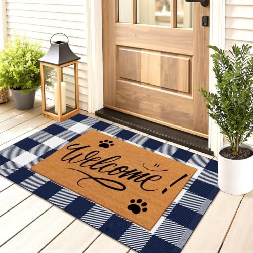 Outdoor Rugs, Blue and White Area Rug Checkered 2’4’’x3’7’’ - Image 4
