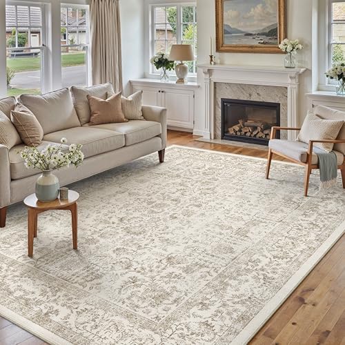 PureCozy Light Brown Area Rug 8x10 Vintage Floral - Image 2