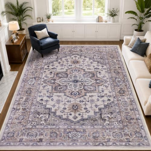 6X9 Area Rugs for Living Room, Washable Area Rug, Brown by LLRULLGS