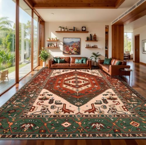 SERISSA 9x12 Washable Non Slip Boho Area Rug for Living Room by SERISSAHomeDecorCollection