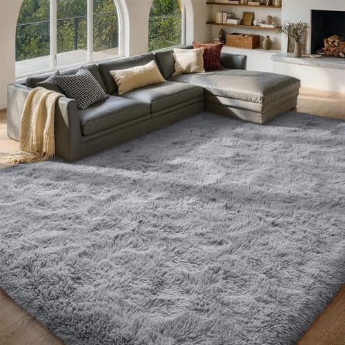 FinRèc Home 8x10 Non-Slip Fluffy Area Rugs for Living Room (Grey) by FinRe%CC%80cHome