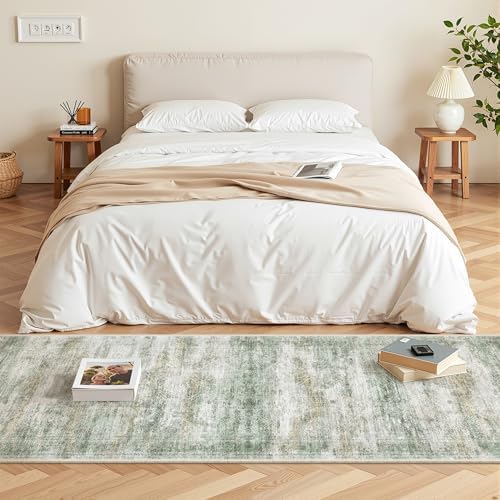 2x6 Runner Rug Non Slip,Washable Hallway Runner Rug,Green - Image 5