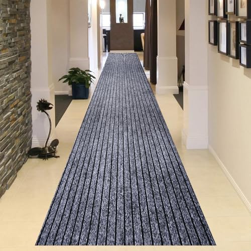 2x6 ft Outdoor Runner Rug, Non-Slip Indoor Outdoor Carpet Runner with TPR Backing, Waterproof Mat for Hallway, Kitchen, Patio, Garage, Deck, Entryway, Grey Wide Stripes - Image 6