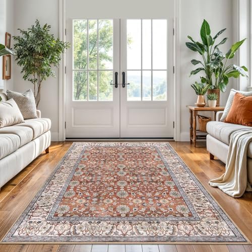 KUTA 5x7 Area Rugs Vintage Red Clay Washable Rugs for Living Room - Image 3