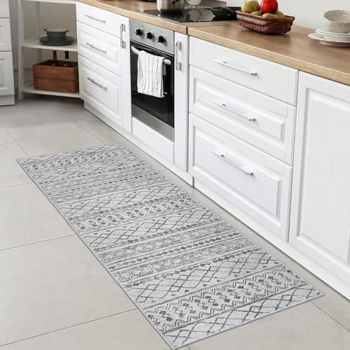 KUTA Boho Washable Runner Rug 2x5 ft Grey Moroccan Runners for Hallways - Image 3