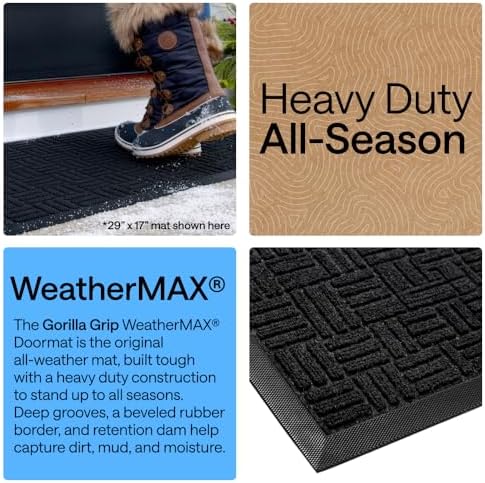 GORILLA GRIP WeatherMAX Door Mat, Indoor Outdoor Use, 47x35, Black Maze - Image 3