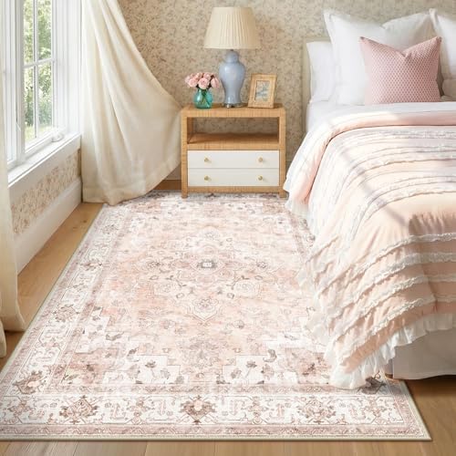 CAPALOCA 3x5 Washable Nursery Girls Low Pile Area Rug Pink - Image 3
