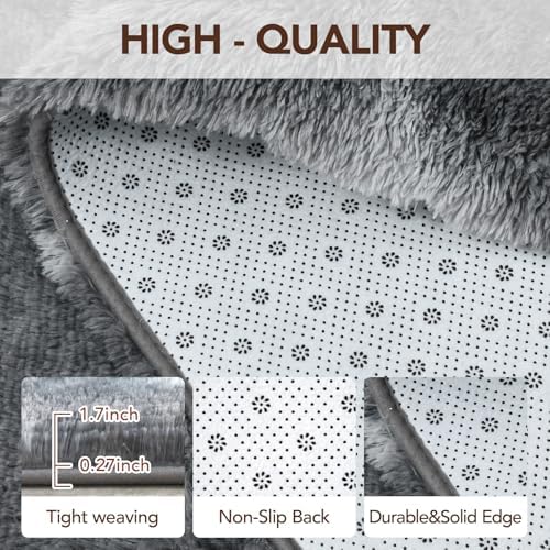 FinRèc Home 9x12 Non-Slip Fluffy Area Rugs for Living Room (Star Grey) - Image 4