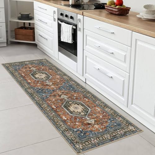 KUTA Runners for Hallways 2x6 Brick Red Vintage Floral Washable Kitchen Rug - Image 3