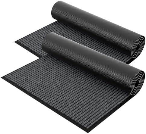 Outdoor Mats for Front Door 3' x 5', Heavy Duty Front Door Mat Outside Entrance, Non-Slip Rubber Backing Outdoor Mats, Absorbent Low Profile Commercial Floor Mat for Office, 2-Pack Grey by EZ2LIVE