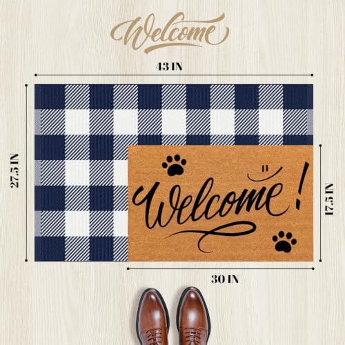 Outdoor Rugs, Blue and White Area Rug Checkered 2’4’’x3’7’’ - Image 2