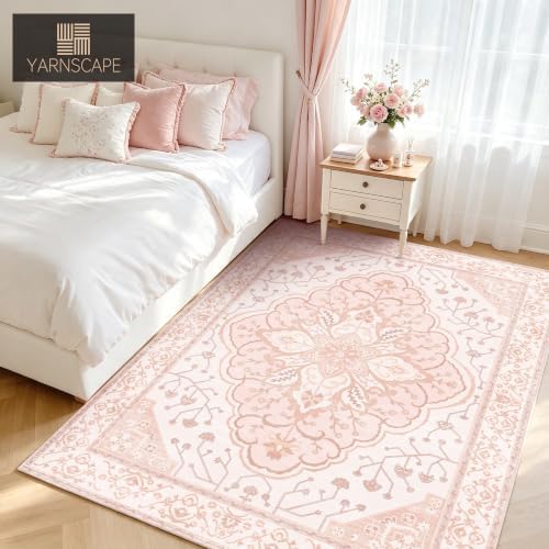YARNSCAPE 5' x 7' Machine Washable Area Rug, Non-Slip Low-Pile Carpet - Image 4