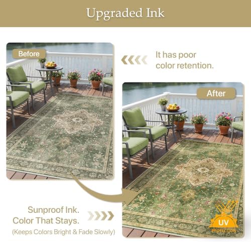 GENIMO Indoor Outdoor Rug, Washable for Patio and Deck, Forest Green, 5x8 - Image 5