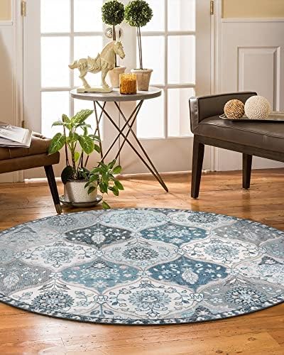 Lahome Moroccan Washable Round Rugs, Soft Vintage Round Rug 4ft Ultra-Thin - Image 5