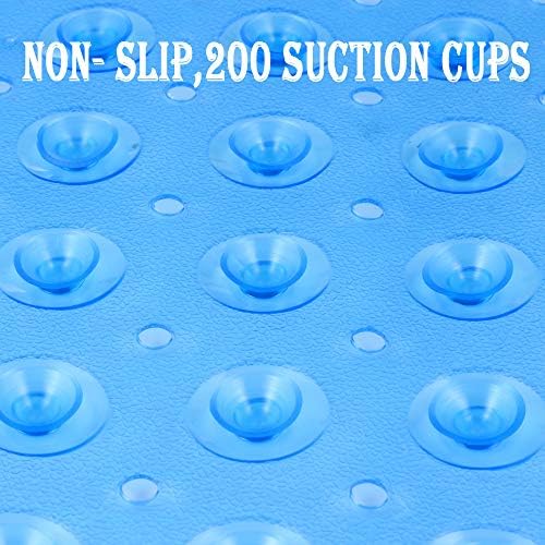 YINENN Bath and Shower Safety Mats 40x16 inch, Non Slip with Suction Cups for Bathroom Stall and Tub Floor, Extra Large and Machine Washable, Drain Holes Keep Bathtub Clean, Blue - Image 4