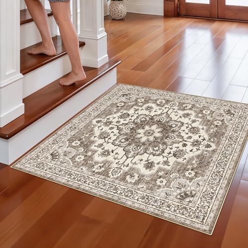 3x3 Washable Rug: Small Rugs for Kitchen Bedroom Bedside Bathroom Nursery - Image 2