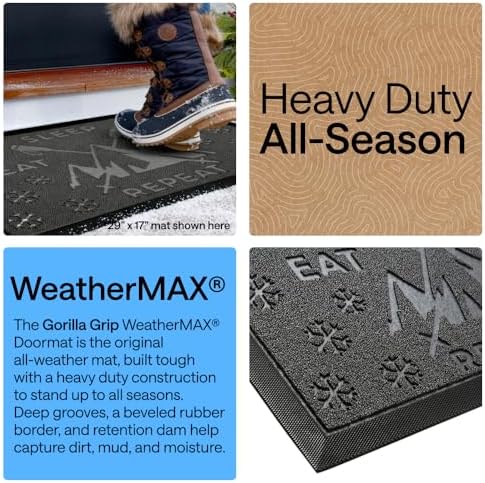 GORILLA GRIP WeatherMAX Door Mat, Indoor Outdoor, 29x17, Charcoal Skiing - Image 3