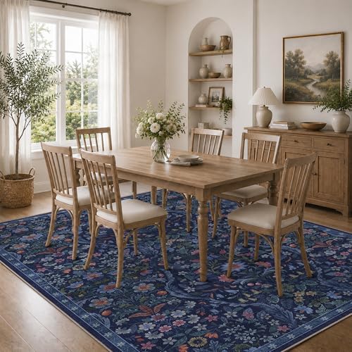 Floral Area Rug 5x7 Botanical Washable Carpet for Living Room - Image 4