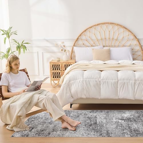 DMOYEST Washable Runner Rug for Hallway: 2.6x10 Neutral Modern Abstract Low Pile Area Rug with Non-Slip Backing - Carpet for Bedroom Kitchen Laundry Entryway Bathroom Indoor - Grey - Image 3