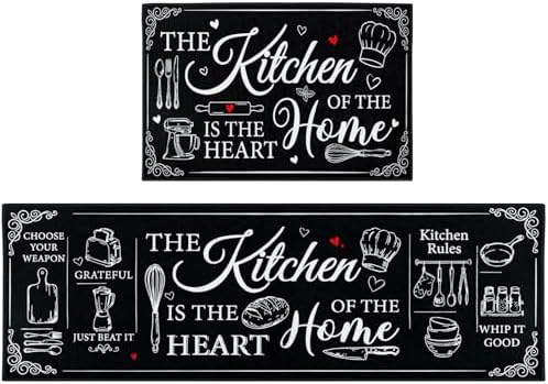 Kitchen Rugs Set of 2 Non Slip WashableFarmhouse Rustic Funny by Nesphy