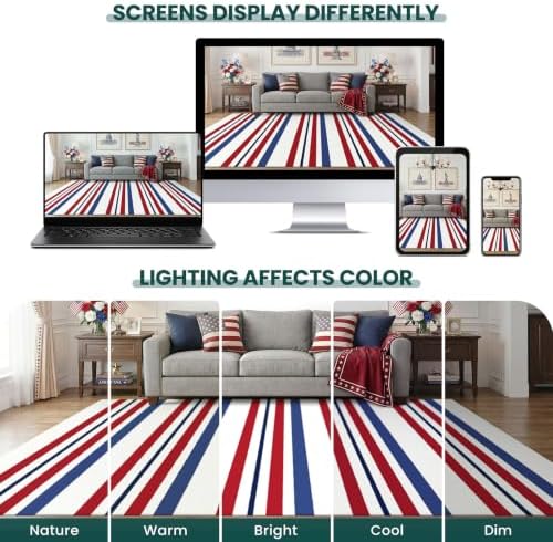 KOZYFLY 4x6 ft Patriotic Striped Rug, Washable Rug for Front Door Porch - Image 6