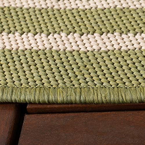 SAFAVIEH Washable Rug Outdoor Courtyard Collection - 7'10" Round, Green & Beige, Non-Shedding & Easy Cleaning, Ideal for Patio, Backyard, Mudroom (CY6918-244) - Image 3