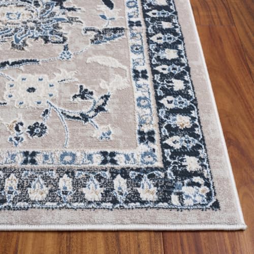 SAFAVIEH Parker Area Rug 5'3"x7'6", Textured Ivory & Navy PRK158E - Image 3