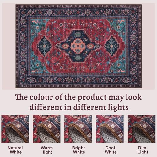 Tangsoo Vintage 5x7 Washable Area Rugs for Living Room, Non Slip Large Rug - Image 2
