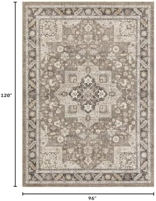 cotiled 8x10 Area Rug for Living Room, Washable, Traditional, Brown - Image 2