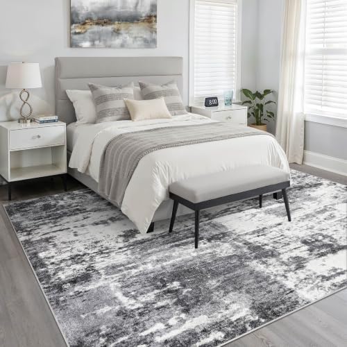 LOONGRUG 9x12 Area Rug Washable Neutral Modern Living Room Rug Black White - Image 4